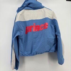 Prince Pickleball Windbreaker Jacket Womens L Blue Cropped Hooded Full Zip